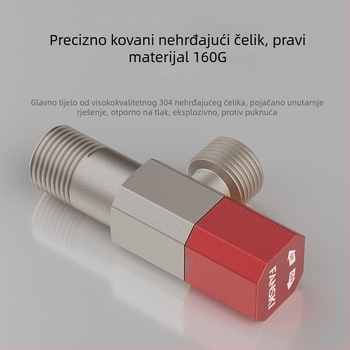 Nehrđajući čelični kutni ventil, ugrađeni dizajn, radni tlak 1,0 MPa, spoj 1/2 in, univerzalno za hladnu i toplu vodu