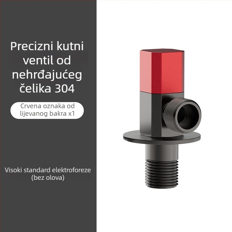 Nehrđajući čelični kutni ventil, ugrađeni dizajn, radni tlak 1,0 MPa, spoj 1/2 in, univerzalno za hladnu i toplu vodu
