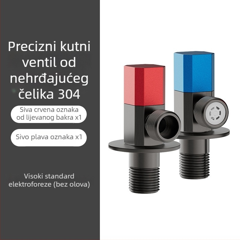 Nehrđajući čelični kutni ventil, ugrađeni dizajn, radni tlak 1,0 MPa, spoj 1/2 in, univerzalno za hladnu i toplu vodu