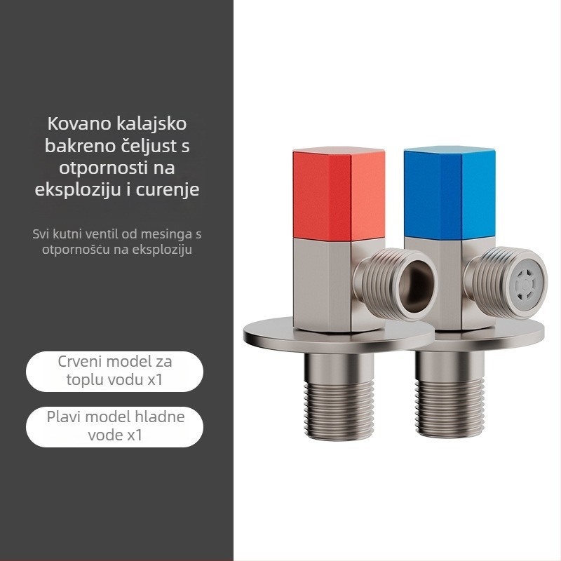 Nehrđajući čelični kutni ventil, ugrađeni dizajn, radni tlak 1,0 MPa, spoj 1/2 in, univerzalno za hladnu i toplu vodu