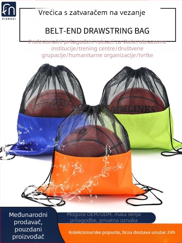 Sportska torba s vezicama i mrežastim pretincem za košarku | Materijal: Oxford tkanina | Marka: Elephant Series | Tisak loga: Da | Šifra proizvoda: TBD11