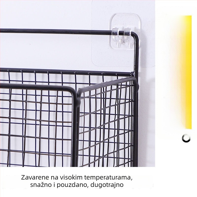 Zidna polica za skladištenje; instalacija bez bušenja; montaža na kukama; 1 sloj; premaz od kovanog željeza; pogodna za kupaonicu, kuhinju, kozmetiku, spavaću sobu i dnevnu sobu.