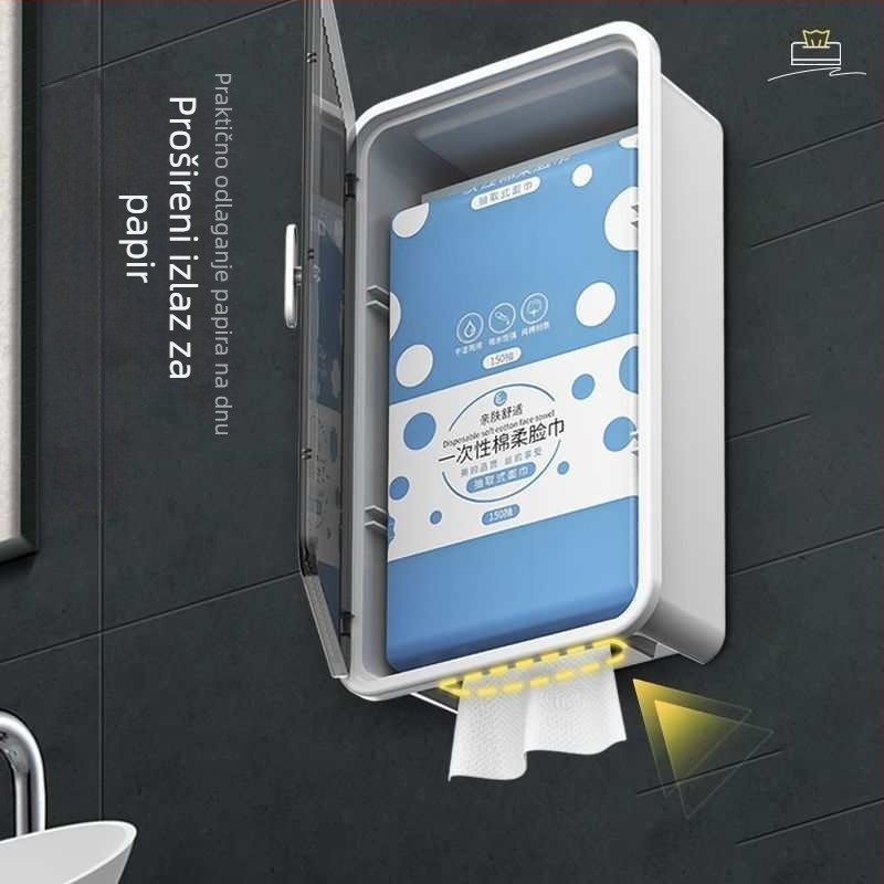 Zidni kupaonski ormarić bez bušenja, plastični, s 3 sloja, držač toaletnog papira, vodootporan, moderni minimalistički stil