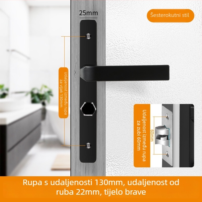 Ručka za vrata s ključem – model Narrow side door lock, materijal: aluminij i željezo, tip: ručka s ključem, namjena: WC, stil: moderni minimalistički