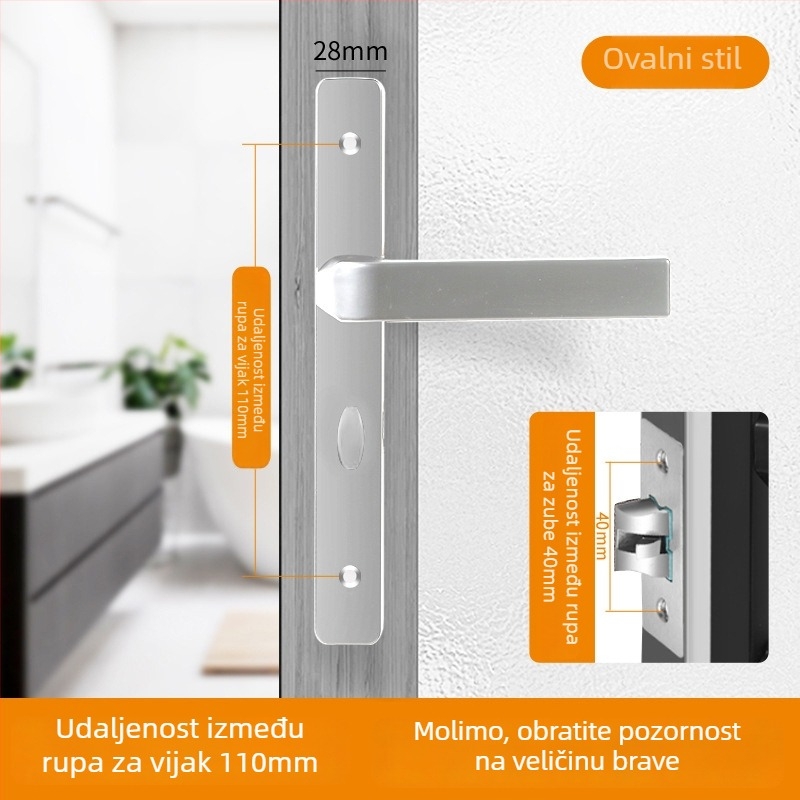 Ručka za vrata s ključem – model Narrow side door lock, materijal: aluminij i željezo, tip: ručka s ključem, namjena: WC, stil: moderni minimalistički