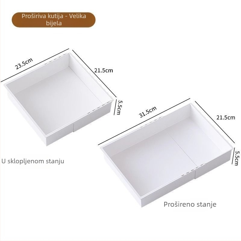 Telescopski ladica-organizator za pohranu – PP, japanskog stila, stolna instalacija, 1 razina, velika kapaciteta, za kuhinju, ured i kupaonicu