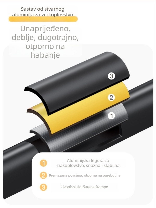 Dječji planinski štap, aluminijska legura, 170 g, 3-djelna, vanjski mehanizam zaključavanja, ravna drška