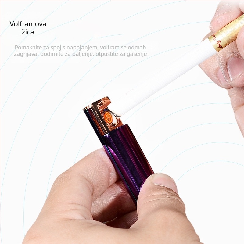 ZOBO USB punjivi metalni upaljač otporan na vjetar – unisex dar, moderan minimalistički dizajn