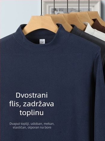 Muška majica s dugim rukavima, okrugli izrez, fleece podstava, uski kroj