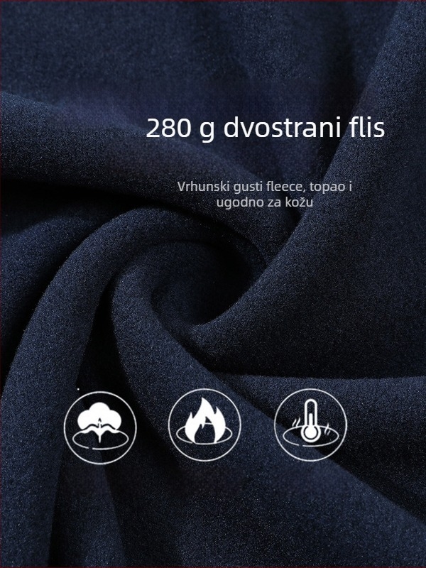 Muška majica s dugim rukavima, okrugli izrez, fleece podstava, uski kroj