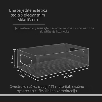 Stolna kutija za pohranu, prozirna PET plast, složivi organizator za kozmetiku, njegu kože i maske