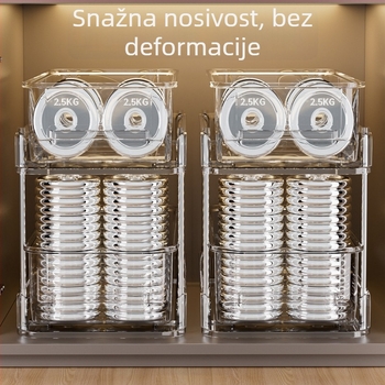 Ispod sudopera: Izvlačni 3-razinski regal za kupaonicu s prozirnim ladicama, PET + nehrđajući čelik