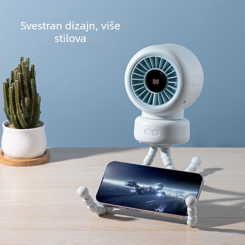 Stolni ventilator u obliku hobotnice s ugrađenom baterijom 2000–4000 mAh, USB napajanje, 3 brzine, brushless motor