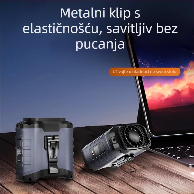 Ventilator za pojas za vanjsku upotrebu, USB punjenje, ugrađena 6000mAh baterija, brushless motor, 5 brzina, radni vijek više od 12 sati