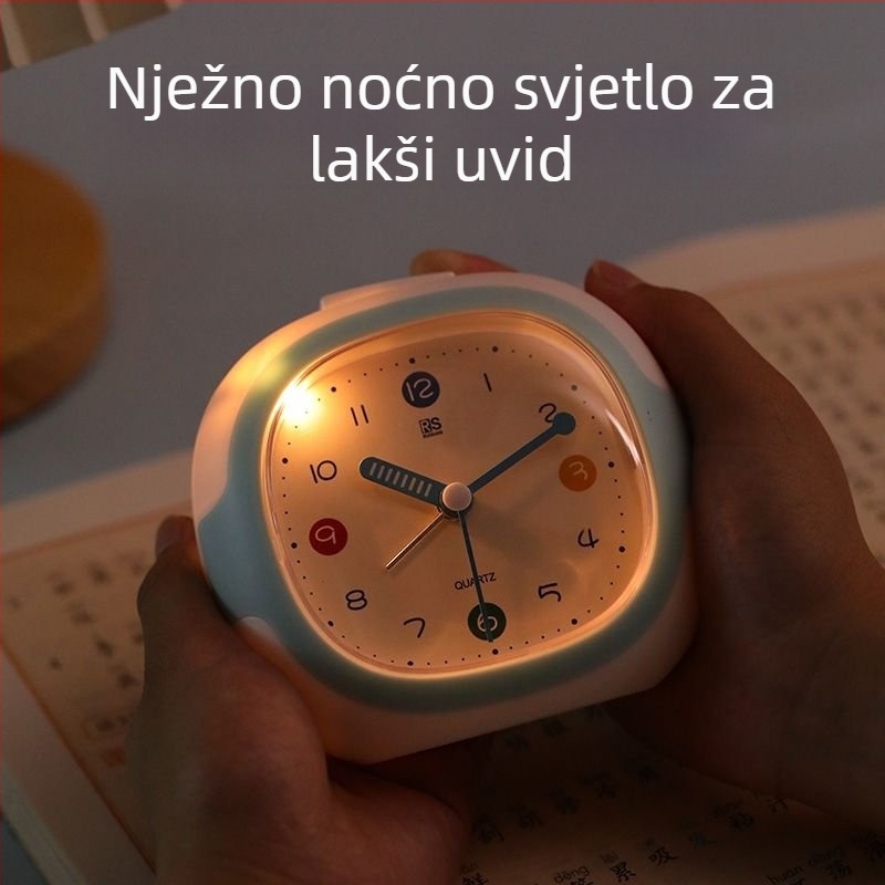Učenicki budilnik s LCD zaslonom i analogo-digitalnim prikazom, plastično kućište, napajanje suhom baterijom, glatka sekunda