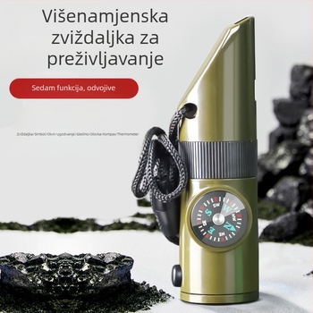 7-u-1 oprema za preživljavanje na otvorenom: zviždaljka, kompas, povećalo, LED svjetiljka, termometar