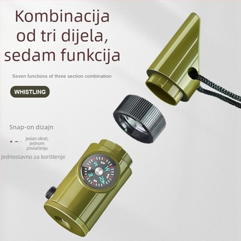 7-u-1 oprema za preživljavanje na otvorenom: zviždaljka, kompas, povećalo, LED svjetiljka, termometar