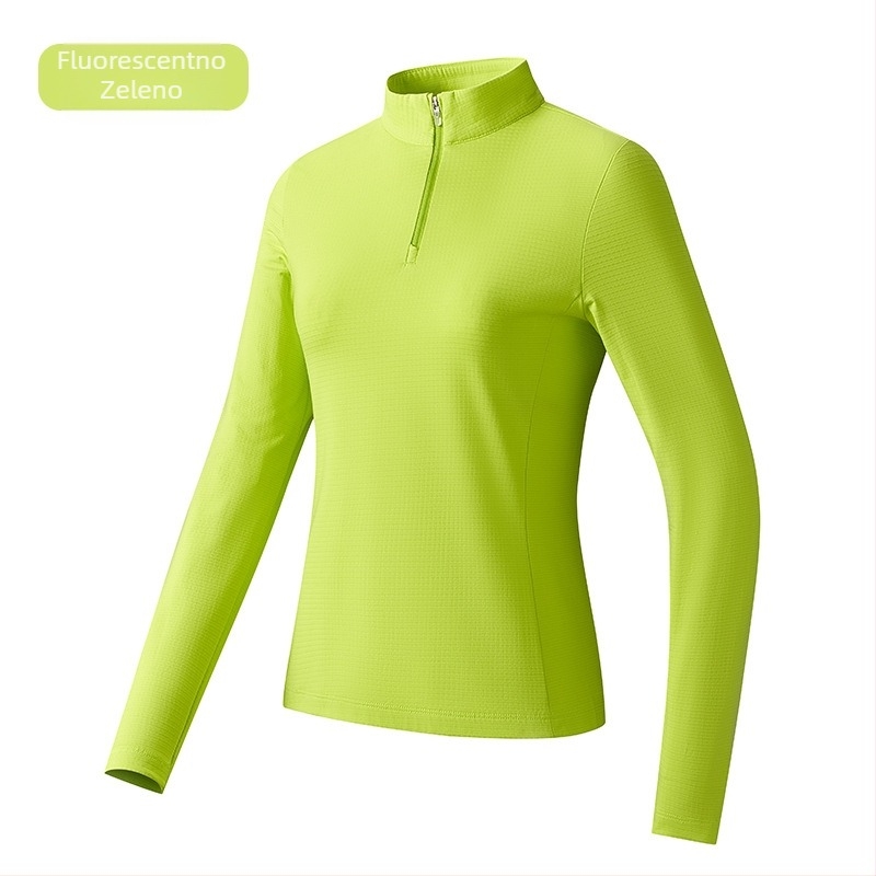 Muška sportska majica s stojećim ovratnikom, prozračan poliester, dugi rukavi, slim fit