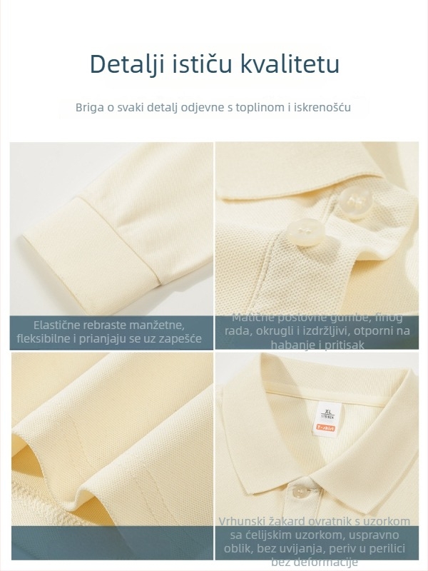 Polo majica s dugim rukavima za radnu uniformu s izšivenim logom – jesenja timska uniforma