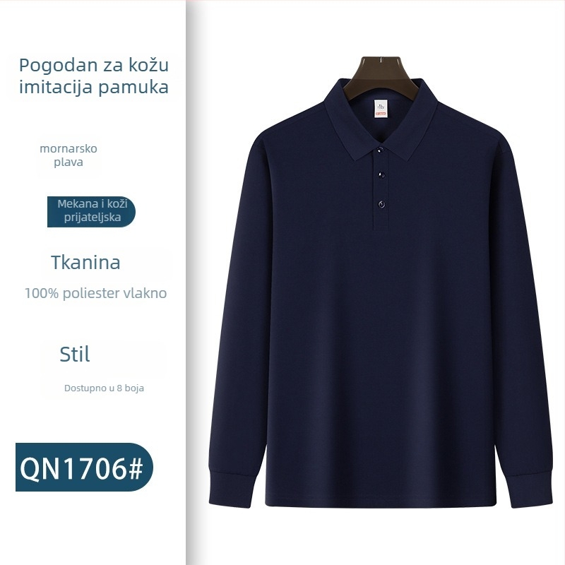 Polo majica s dugim rukavima za radnu uniformu s izšivenim logom – jesenja timska uniforma