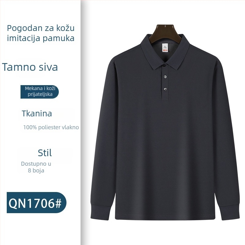 Polo majica s dugim rukavima za radnu uniformu s izšivenim logom – jesenja timska uniforma