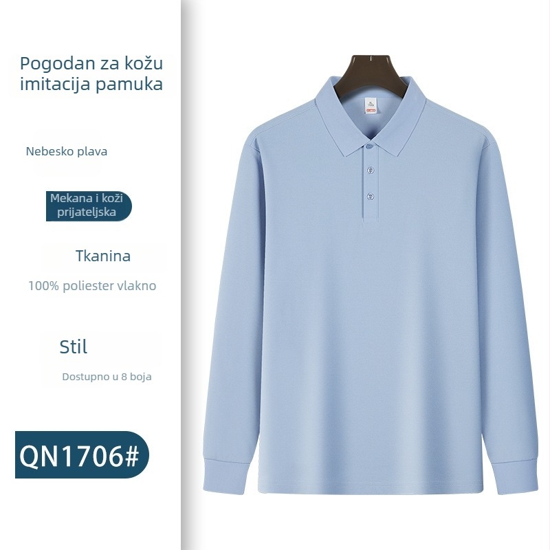 Polo majica s dugim rukavima za radnu uniformu s izšivenim logom – jesenja timska uniforma