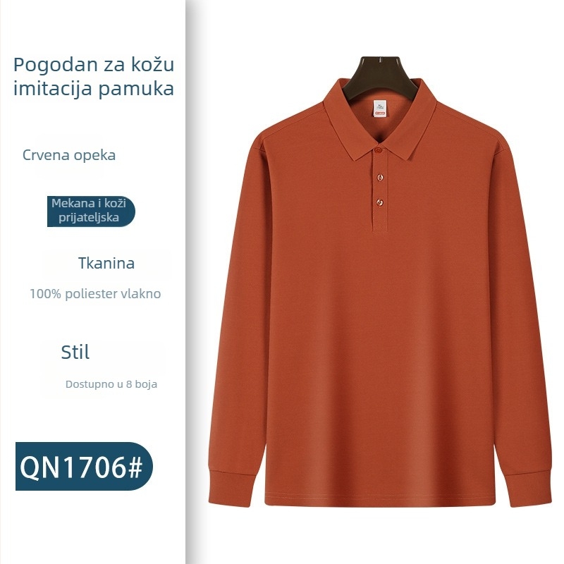 Polo majica s dugim rukavima za radnu uniformu s izšivenim logom – jesenja timska uniforma