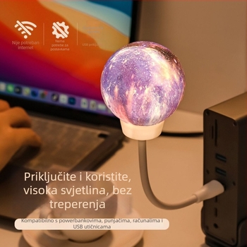 Noćno svjetlo s USB napajanjem, 110V, stakleni abažur, geometrijski 3D dizajn