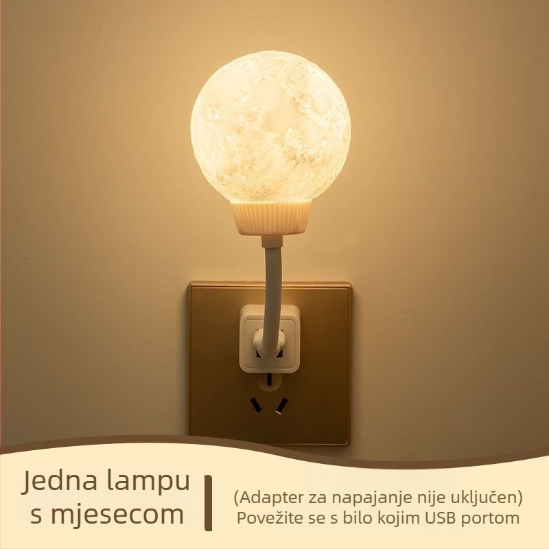 Noćno svjetlo s USB napajanjem, 110V, stakleni abažur, geometrijski 3D dizajn