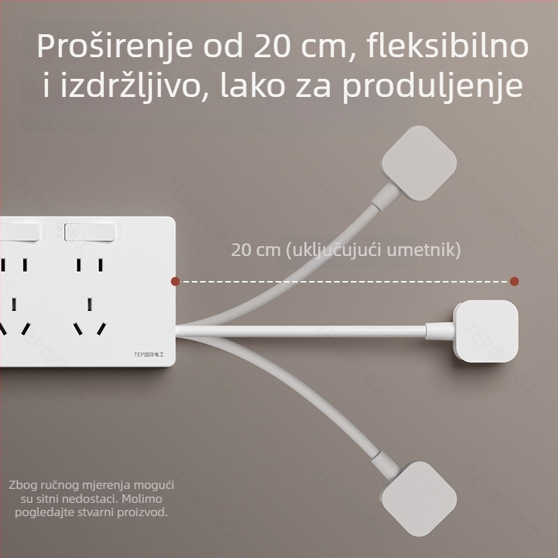 86-tip produžni priključak sa napajanjem kabelom, zidna montaža, 10A, 250V, kontakti od Tin Phosphor Bronze