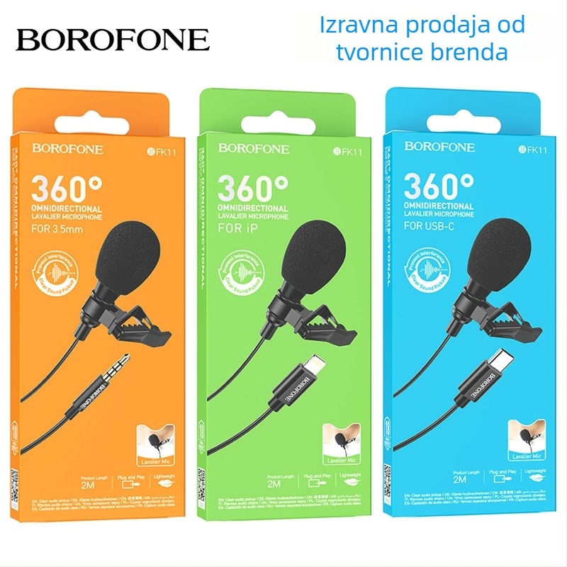 BOROFONE BFK11 Lavalier digitalni mikrofon za pametne telefone, 100 Hz–20 kHz, SNR ≥75 dB, Ugrađena baterija, Model BFK11