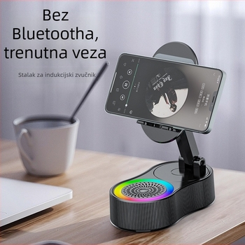 Držač za telefon s ugrađenom baterijom i bežičnim Bluetooth zvučnikom — Bluetooth 5.3, kapacitet baterije 1200–2000 mAh, izlazna snaga 5W, frekvencijski raspon 100 Hz–20 kHz, domet 10 m