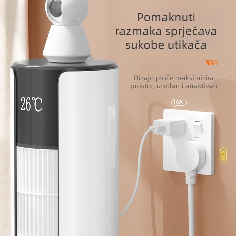 Zidni panel prekidača i utičnice s jednim upravljačem, pet rupa, 10A, 220-250V AC, kontakti od fosfor-bronza, CCC certifikat
