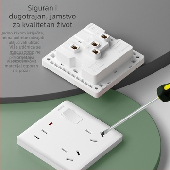 Panel za zidni prekidač i utičnicu, 1-gang s 8 rupa, tip 86, zidna montaža, Novi državni standard, 10A, AC250V