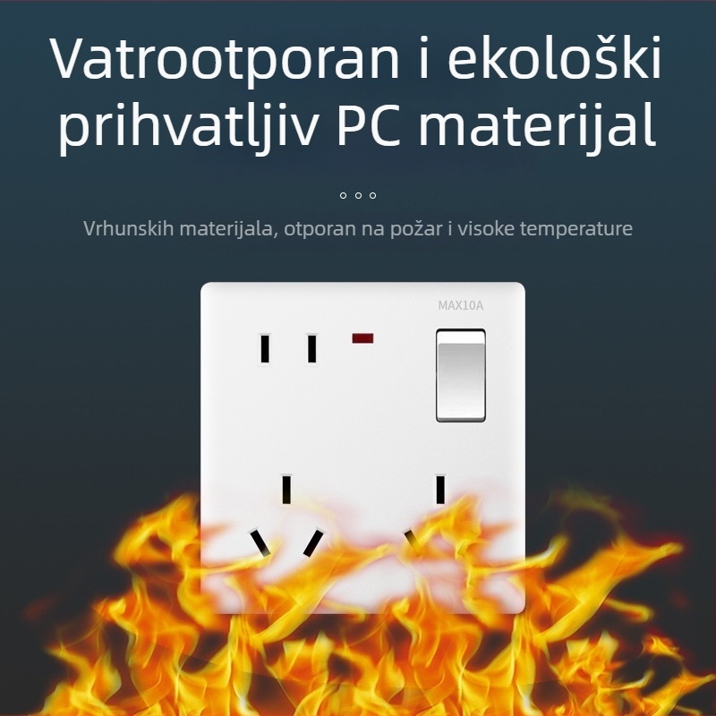 Panel za zidni prekidač i utičnicu, 1-gang s 8 rupa, tip 86, zidna montaža, Novi državni standard, 10A, AC250V