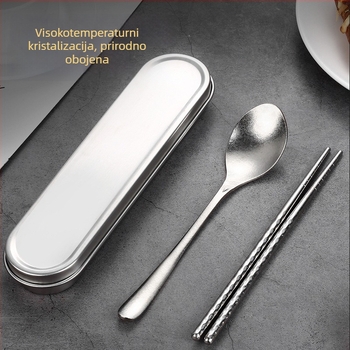 Set pribora od čistog titanija sa žlicom i štapićima — ultra lagan, poliranje Hemp Wheel, minimalistički stil