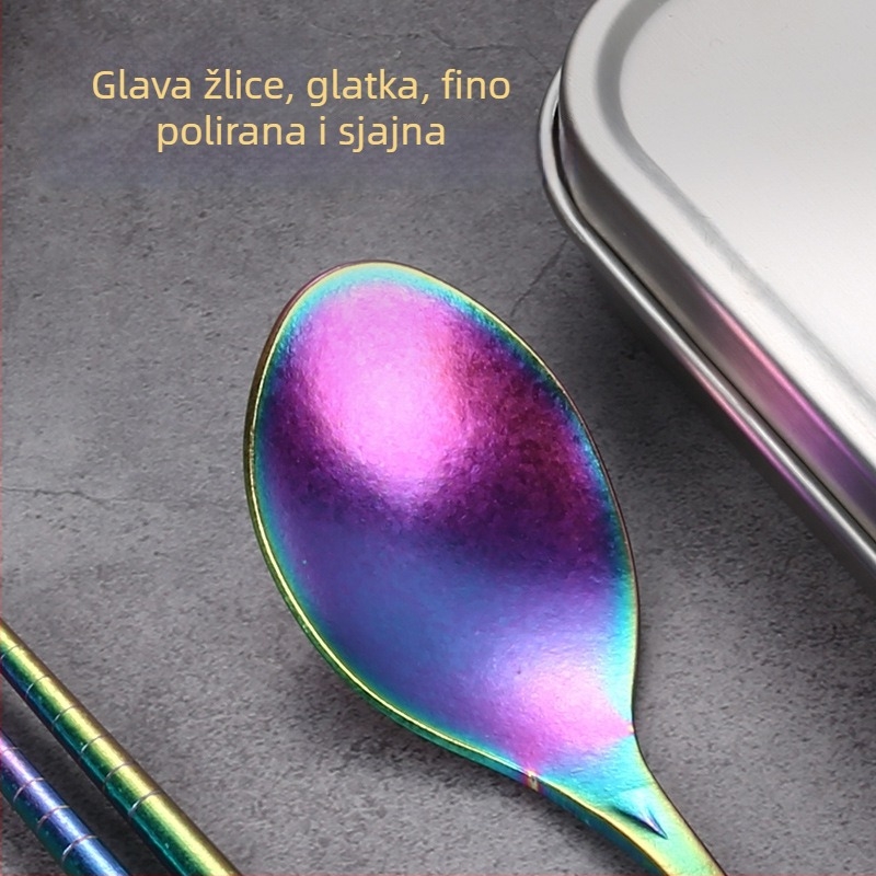 Set pribora od čistog titanija sa žlicom i štapićima — ultra lagan, poliranje Hemp Wheel, minimalistički stil