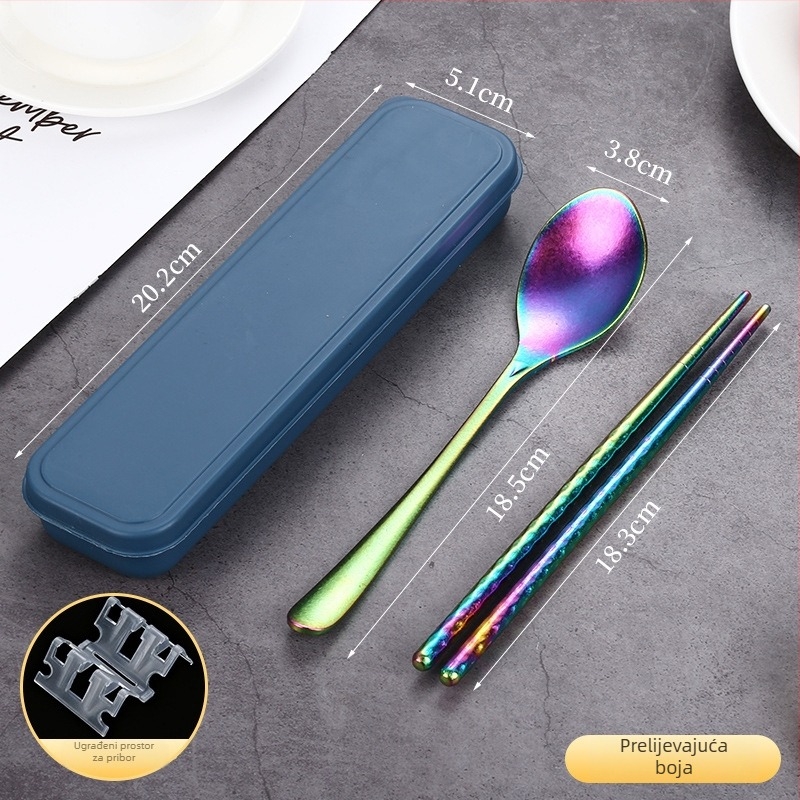 Set pribora od čistog titanija sa žlicom i štapićima — ultra lagan, poliranje Hemp Wheel, minimalistički stil