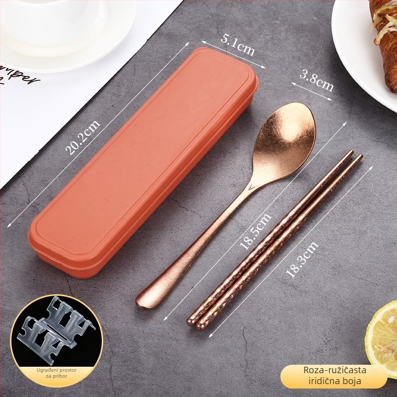 Set pribora od čistog titanija sa žlicom i štapićima — ultra lagan, poliranje Hemp Wheel, minimalistički stil