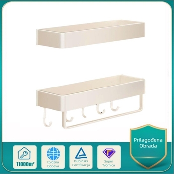 Polica za kupaonicu za skladištenje – aluminijska legura, premaz sprejem, kvadratnog oblika, nosivost 30 kg, jednolako ili dvostruko slojevita konstrukcija