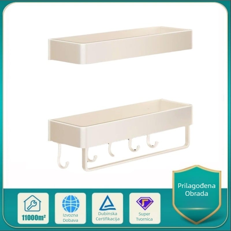 Polica za kupaonicu za skladištenje – aluminijska legura, premaz sprejem, kvadratnog oblika, nosivost 30 kg, jednolako ili dvostruko slojevita konstrukcija