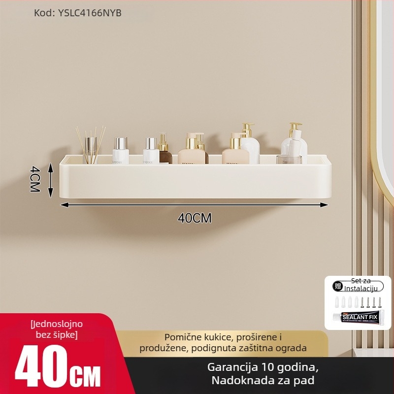 Polica za kupaonicu za skladištenje – aluminijska legura, premaz sprejem, kvadratnog oblika, nosivost 30 kg, jednolako ili dvostruko slojevita konstrukcija