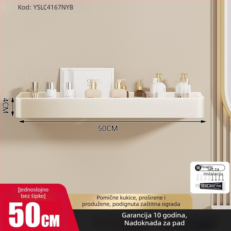 Polica za kupaonicu za skladištenje – aluminijska legura, premaz sprejem, kvadratnog oblika, nosivost 30 kg, jednolako ili dvostruko slojevita konstrukcija