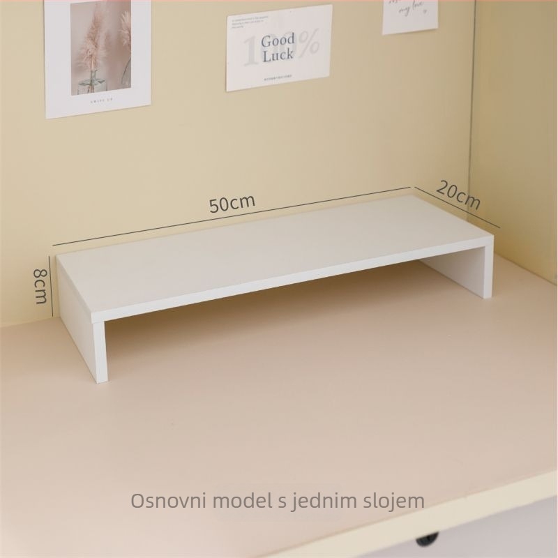 Stolni podizni nosač za prijenosno računalo s ladicom – 1 etaža, otporan na vlagu, bez bušenja; materijal: umjetna ploča; pogodan za kozmetiku, radnu površinu i skladištenje u spavaćoj sobi.