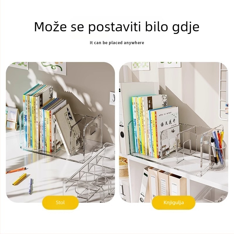 Mu Ming PET stolni držač za knjige, 4-slojni stolni regál za ured ili dom, višenamjenski, bez montaže
