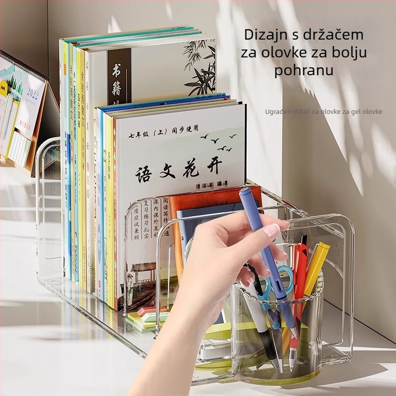 Mu Ming PET stolni držač za knjige, 4-slojni stolni regál za ured ili dom, višenamjenski, bez montaže