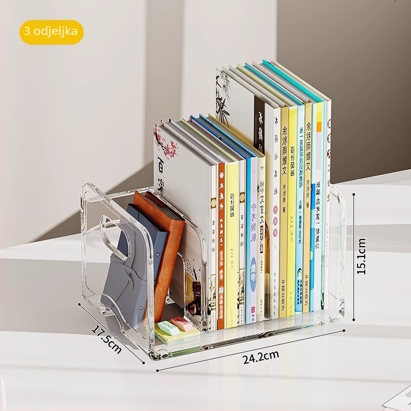 Mu Ming PET stolni držač za knjige, 4-slojni stolni regál za ured ili dom, višenamjenski, bez montaže