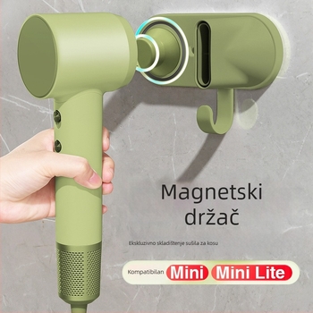 Zidni držač za sušilo za kosu Leifen Mini – bez bušenja, skriveni vijci, aluminij/plastika, za kupaonicu