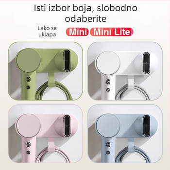 Zidni držač za sušilo za kosu Leifen Mini – bez bušenja, skriveni vijci, aluminij/plastika, za kupaonicu