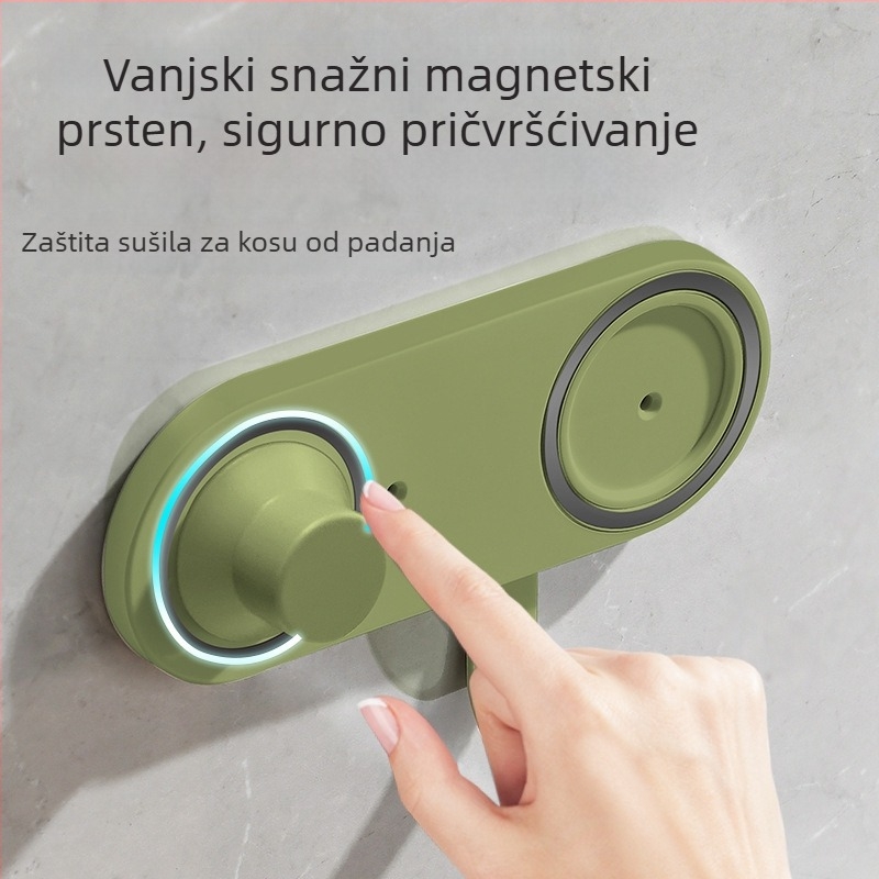 Zidni držač za sušilo za kosu Leifen Mini – bez bušenja, skriveni vijci, aluminij/plastika, za kupaonicu